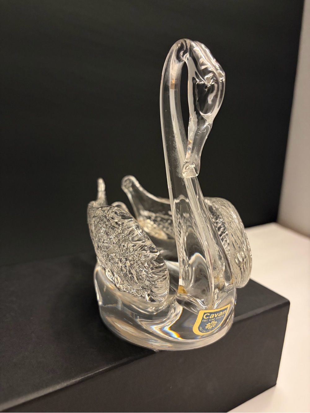 Vintage Cavan Crystal full lead crystal swan figurine, handmade in Ireland.